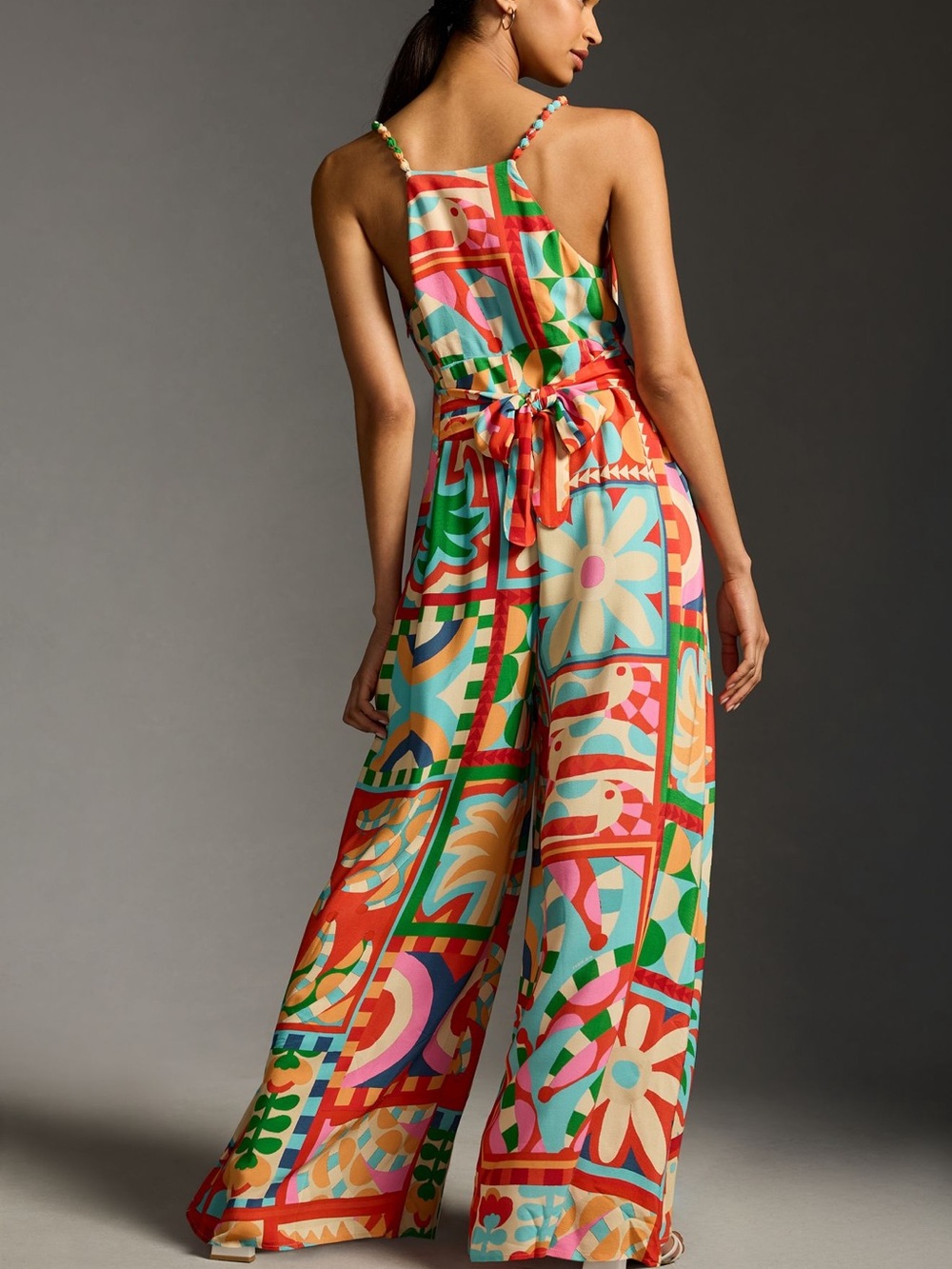 Farm Rio Wide-Leg Printed Jumpsuit - Red Pattern - Picture 2 of 3